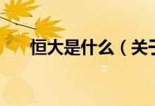 恒大是什么（關(guān)于恒大是什么的介紹）