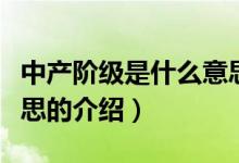 中產(chǎn)階級是什么意思（關(guān)于中產(chǎn)階級是什么意思的介紹）