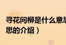 尋花問柳是什么意思（關于尋花問柳是什么意思的介紹）