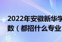 2022年安徽新華學院各省招生計劃及招生人數(shù)（都招什么專業(yè)）