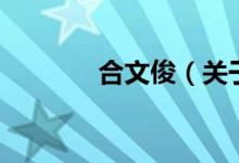合文?。P(guān)于合文俊的介紹）