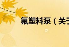 氟塑料泵（關于氟塑料泵的介紹）