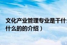 文化產(chǎn)業(yè)管理專業(yè)是干什么的（關(guān)于文化產(chǎn)業(yè)管理專業(yè)是干什么的的介紹）