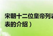 宋朝十二位皇帝列表（關(guān)于宋朝十二位皇帝列表的介紹）