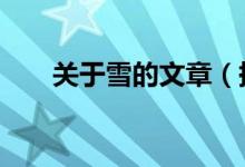 關(guān)于雪的文章（描寫(xiě)雪景的5篇散文）