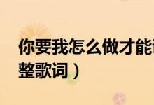 你要我怎么做才能說(shuō)你愛(ài)我什么歌（9277完整歌詞）