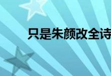 只是朱顏改全詩解讀（只是朱顏改）