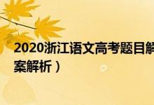 2020浙江語(yǔ)文高考題目解析（2020浙江高考語(yǔ)文試題及答案解析）