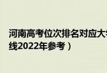 河南高考位次排名對(duì)應(yīng)大學(xué)有哪些（位次對(duì)應(yīng)大學(xué)最低分?jǐn)?shù)線2022年參考）