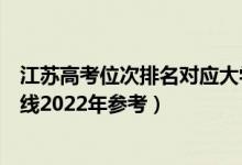 江蘇高考位次排名對應大學有哪些（位次對應大學最低分數線2022年參考）
