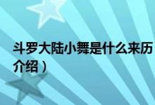 斗羅大陸小舞是什么來(lái)歷（關(guān)于斗羅大陸小舞是什么來(lái)歷的介紹）