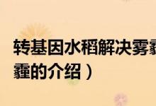 轉基因水稻解決霧霾（關于轉基因水稻解決霧霾的介紹）
