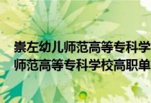 崇左幼兒師范高等專(zhuān)科學(xué)校2020單招專(zhuān)業(yè)(2022崇左幼兒師范高等專(zhuān)科學(xué)校高職單招招生專(zhuān)業(yè)及計(jì)劃)