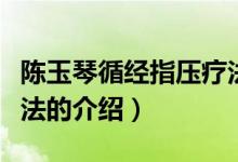 陳玉琴循經(jīng)指壓療法（關(guān)于陳玉琴循經(jīng)指壓療法的介紹）