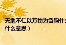 天地不仁以萬物為芻狗什么意思?。ㄌ斓夭蝗?以萬物為芻狗什么意思）