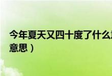 今年夏天又四十度了什么意思?。ń衲晗奶煊炙氖攘耸裁匆馑迹?class=