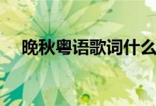 晚秋粵語歌詞什么意思(晚秋粵語歌詞)