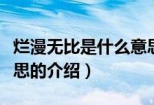 爛漫無(wú)比是什么意思(關(guān)于爛漫無(wú)比是什么意思的介紹)