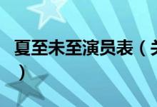 夏至未至演員表（關(guān)于夏至未至演員表的介紹）