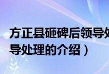 方正縣砸碑后領(lǐng)導(dǎo)處理（關(guān)于方正縣砸碑后領(lǐng)導(dǎo)處理的介紹）
