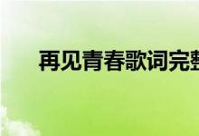 再見(jiàn)青春歌詞完整版（再見(jiàn)青春歌詞）