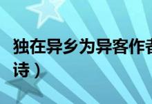 獨(dú)在異鄉(xiāng)為異客作者是誰(shuí)（獨(dú)在異鄉(xiāng)為異客全詩(shī)）